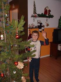 My son back in 2008, our first Christmas in Canada