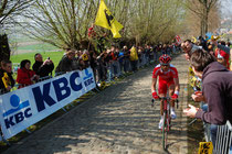 Matthé Pronk fährt als Erster durch den Wald von Arenberg