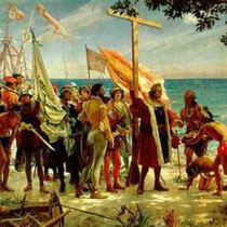 José Garnelo, « Desembarco de Cristóbal Colón en América », 1892