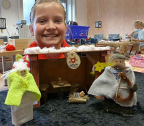 Der Stall von Bethlehem mit Maria, Joseph und dem Jesuskind