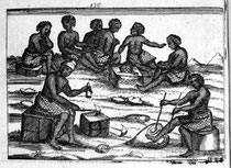 Fasi della lavorazione dei metalli. Regno di Ndongo, 1670.