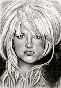 britney spears charcoal portrait drawing