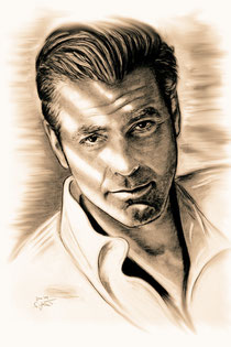 george clooney portrait drawing, antic shade