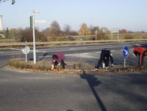 Mitglieder vom CDU-OV-Weisweiler an Verkehrsinsel