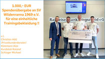Die Raiffeisenbank Wegscheid eG spendet 1.000,- EUR an den SV Wildenranna 1969 e.V. für eine einheitliche Trainingsbekleidung.  Wir wünschen der 1. und 2. Herrenmannschaft + A-Jugend viel Erfolg mit der neuen Ausstattung.  #ihrebankvorort