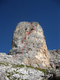 Routenverlauf Sommerstein SW-Wand "Rigele"