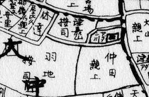 18世紀初頭の首里地図。仲田親（雲）上（仲田殿内）と羽地按司(羽地御殿）の屋敷図。