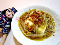 なめこ&もやしあんかけ豆腐