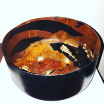 Schrottkunst mit Rost und Blattgold 25x40 cm Schale