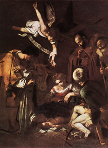 CARAVAGGIO - Natività con i santi