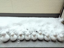 この前の雪で沢山雪だるまを作りました！力作です!