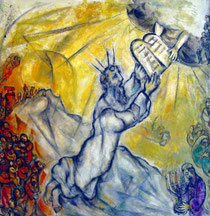 Marc Chagall: Gott übergibt Moses die Gesetzestafeln mit den Geboten