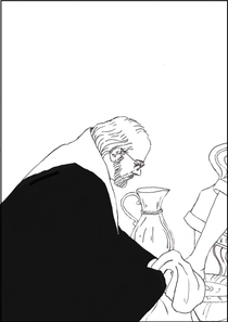 The drawing of Cardinal O’Malley, washing the feet of a survivor of a priest pedophile in Dublin, is by my friend and fellow writer Elizabeth Moisan. Please click on the image to visit her page at this site.