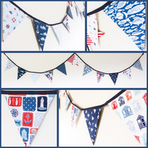 nautical themed bunting sailor surfer fisherman beach house fabric flags