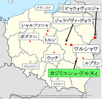 ポーランド、カジミエシュ・ドルヌィ地図