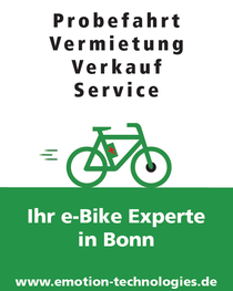 Probefahrt,Vermietung,Verkauf und Service: e-motion e-Bike Welt Bonn