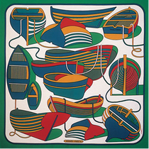 Pierre Péron, Carré Hermès Thalassa, 1972,sérigraphie sur textile, collection particulière.© Petit Design.