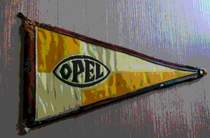 Opel Motorrad Winpel gefasst in Echtleder 
