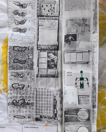 Sejma Fere creates new artworks with termal printer and drawing on used receipts