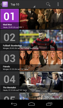 Die "Top 10" in der Android-App. © Screenshot Couchfunk