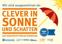 Wir haben die Auszeichnung Clever in Sonne und Schatten für unser Sonnenschutzprojekt erhalten. Vielen Dank dafür