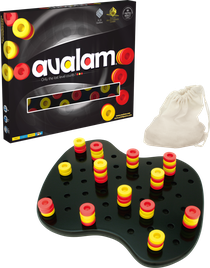 Avalam, beautiful material in wood. Red wins with 7 points - yellow has 6 points. 