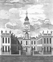 The Free School replaced the timber-framed Guild Hall c1707. Image from William Hutton 1783 An History of Birmingham, a work now in the public domain.