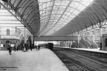 New Street station in the 1880s. Image was uploaded to the English Wikipedia by en:user:Erebus555. This image is in the public domain because its copyright has expired. See Acknowledgements for a direct link to Wikipedia.