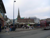 The Bull Ring market and St Martin's Church, viewed from Upper Dean Street