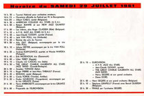 Programme du Samedi 29 juillet 1961