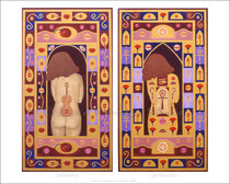 Sensuality & Spirituality -  Oil on canvas - 10" x 18" each panel -  [Framed] 
