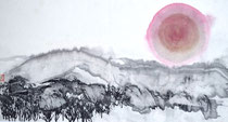Rote Sonne/Sumi-e/1988/35,7x19,4cm/ID: 8S93-1026/verkauft