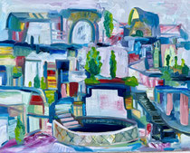 Platform: 'Dark Pool' [SMA042225] | 2025 | oil on canvas | 15.75 x 19.7 in ( 40 x 50 cm )