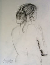 Geduldige Frau, Bleistift auf Papier,