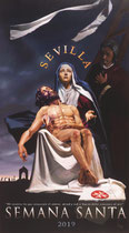 Cartel Semana Santa de Sevilla 2019. Óleo sobre lienzo. 147 x 82 cm