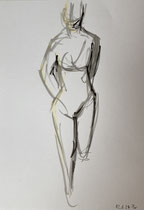 Bewegungsstudie, mehrfarbig laviert, A2