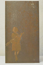 Kinderseele VIII, Acryl auf oxidierter Eisenplatte, 44 x 80 cm