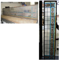 Vitraux 19e - Paysage lacustre - Plomb, grisaille et émaux - Volets intéreurs