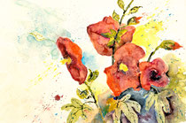 Hollyhock II, Watercolor on handmade paper, 38 x 56 cm, 2011