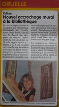 Article de presse du Ruthénois de l'exposition de Chantal GRES, artiste peintre à Rodez (12) à la bibliothèque de Druelle en Aveyron 