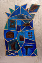 METALLICON COLORATUM "Zackenhaus blau" . 60 x 90 cm *