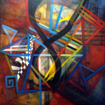 Enlazados en el Infinito (Mixta sobre lienzo) 100x 100 cms  /En Arte Actual Gallery On Line
