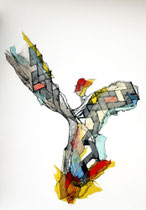 ARDEL - Antorcha Ritual (Ritual Torch) Serie Vibrato Angélico (Mixta sobre papel) 70 x 50 cms  /En Arte Actual Gallery On Line