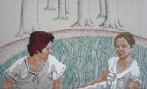 Freundinnen, 2007, 69 x 114, Acryl auf Leinen, gepolstert