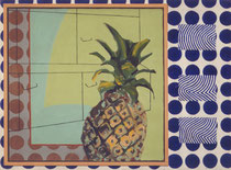 Ananas mit blauem Muster, ca. 60 x 90 cm