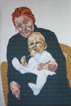 Luise und der kleine Jürgen, 2007, 145 x 97 cm, Acryl auf Leinen, gepolstert