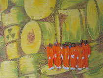Zivilisation oder: Familientreffen in Unterweser, 2018, 150 x 200 cm, Acryl auf Nessel und auf Sperrholz