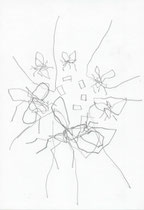 Zeichnung aus dem Lyrikband von Wolfram Malte Fues, "SkalpeSkalpelle": "Sehr zu Bedauerndes", 2015, Bleistift auf Papier, 30 x 21 cm
