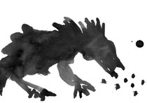 Zeichnung aus dem Lyrikband von Wolfram Malte Fues, "SkalpeSkalpelle": "Monokaeder", 2015, Tusche auf Papier, 21 x 29,7 cm