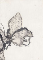 Zeichnung aus dem Lyrikband von Wolfram Malte Fues, "SkalpeSkalpelle": "Glücksdrachen", 2015, Tusche auf Karton, 18 x 13 cm